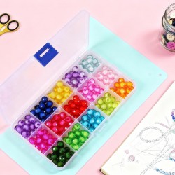 15-Grid Clear Plastic Jewelry Organizer Box with Dividers (1 Pc)