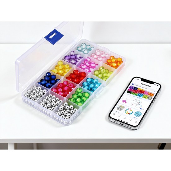 15-Grid Clear Plastic Jewelry Organizer Box with Dividers (1 Pc)