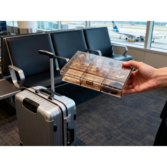 2 layer Acrylic Jewelry Storage Box Dustproof Earring Box, Storage Box Portable Nail Art Storage Case, 24-Grid Small and 6-Grid Big case Makeup Vanity Box (1 Pc / 30 Compartment)