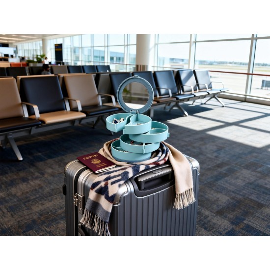 4 Layers Jewellery Box, 360 Degree Rotating Jewelry Box, Jewelry and Earring Organizer Box with Mirror, Accessory Storage Box, Travel Decor Portable Jewelry Case Ornaments Storage Box Necklace Jewelry Organizer Jewelry Organizer Box