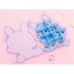 Transparent Cartoon Bear Clear Plastic Storage Box Jewelry Organizer Holder Cabinets For Small objects (1 Pc Mix Color)