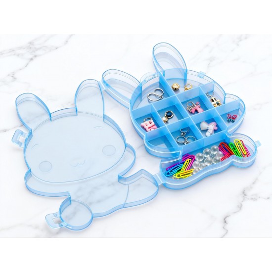 Transparent Cartoon Bear Clear Plastic Storage Box Jewelry Organizer Holder Cabinets For Small objects (1 Pc Mix Color)