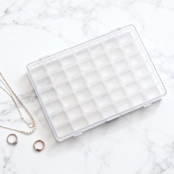 36 Grids Clear Plastic Organizer Jewelry Storage Box with Adjustable Dividers, Transparent Organizer Box (1pc)