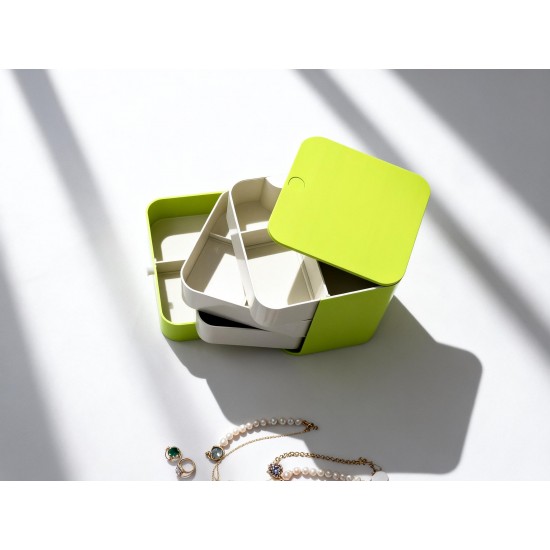 4 Layers Jewelry Box, 360 Degree Rotating Jewelry Box, Jewelry and Earring Organizer Box, Accessory Storage Box