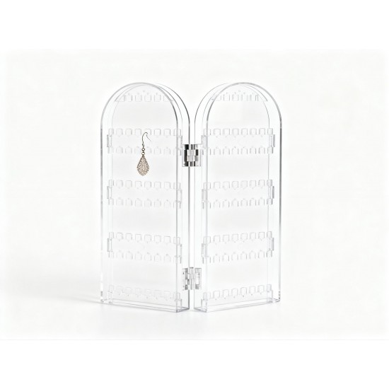 4 Folding Storage Hanger Acrylic Earring Screen Holder Display Stand Clear (1 Set)