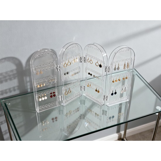 4 Folding Storage Hanger Acrylic Earring Screen Holder Display Stand Clear (1 Set)